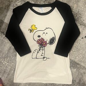 Snoopy and Woodstock Graphic Baseball-Style T-Shirt